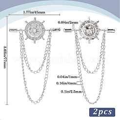 2Pcs Helm Zinc Alloy Hanging Chain Brooches with Crystal Rhinestone&nbsp;FIND-GF0006-83P