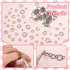 120個 4スタイル 304ステンレススチールオープン丸カン  虹色  18~22ゲージ  4~10x0.6~1mm  内径：2.8~7mm  30個/スタイル&nbsp;STAS-GA0001-63
