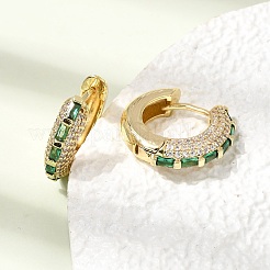 真鍮製マイクロパヴェキュービックジルコニアフープピアス  鉛フリー＆カドミウムフリー  ラックめっき  長持ちメッキ  18KGP本金メッキ  シーグリーン  17.5~18x4.5mm&nbsp;KK-CBA8324-22G-03