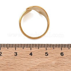 女性用304ステンレススチールカフオープンリング  エナメル  ホワイト  ゴールドカラー  usサイズ7 1/4(17.5mm)&nbsp;RJEW-F208-02G-02