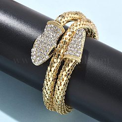 女性用スネーク合金ラインストーンバングル  ゴールド  クリスタル  内径：2-1/8インチ（5.3cm）&nbsp;LS-BJEW-G085-01G-02