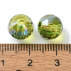 Ab色のメッキガラスビーズ  多面カットラウンド  オリーブドラブ  10x9mm  穴：1.5mm&nbsp;EGLA-P059-02B-AB26