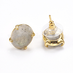 Natural Labradorite Stud Earrings&nbsp;EJEW-L196-04B