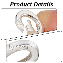 2Pcs 925 Sterling Silver Spring Gate Rings&nbsp;STER-CN0001-46