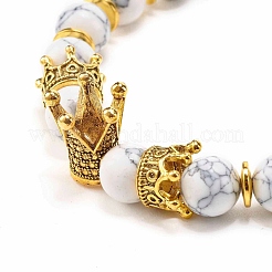 Electroplated Natural Lava Rock & Synthetic Howlite Beads Stretch Bracelets Set for Girl Women&nbsp;BJEW-JB06924