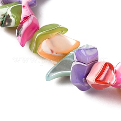天然のトロキッド貝/トロキス貝ビーズを使用した女性用ストレッチブレスレット  ナゲット  カラフル  内径：2インチ（5cm）&nbsp;BJEW-JB12474