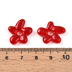 手作りランプワークビーズ  花  クリムゾン  18~18.5x17~17.5x4~5mm  穴：3~4mm&nbsp;LAMP-N024-38E