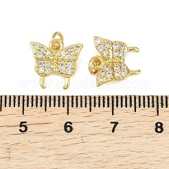 真鍮マイクロパヴェクリアキュービックジルコニアチャーム  蝶のチャーム  18KGP本金メッキ  11.5x12x3mm  穴：2.5mm&nbsp;KK-D218-26G-03
