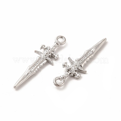 ラックメッキ合金ペンダント  カドミウムフリー＆ニッケルフリー＆鉛フリー  剣のチャーム  プラチナ  31x9x3mm  穴：2mm&nbsp;PALLOY-E025-22P