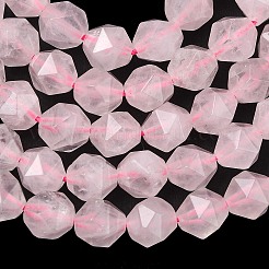 天然石ローズクォーツビーズ連売り  スターカットラウンドビーズ  多面カット  7~8x7~8x7~8mm  穴：1mm  約46~47個/連  14.72''~15''（37.4~38.1センチメートル）&nbsp;G-Z119-A41-02