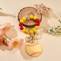 シリコンビーズペンダント装飾  アクリル製野球チャームと合金製ロブスタークロウ留め金付き  ゴールド  110mm&nbsp;KEYC-SW00016-04