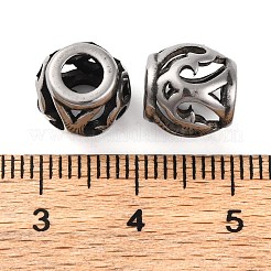 304ステンレススチールヨーロピアンビーズ  大穴ビーズ  ロンデル  アンティークシルバー  10x9mm  穴：4mm&nbsp;STAS-H226-02AS-02