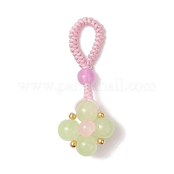 Baking Paint Imitation Jade Glass Woven Clover Pendant Decorations&nbsp;HJEW-JM03148-05
