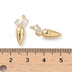 真鍮製マイクロパヴェキュービックジルコニアペンダント  にんじんチャーム  18KGP本金メッキ  20x9.5x6mm  穴：1.2mm&nbsp;LS-KK-L260-14G
