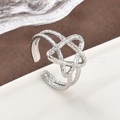 女性用304ステンレススチールオープンカフリング  スター  ステンレス鋼色  15.5mm  調整可能&nbsp;RJEW-A079-07A-P