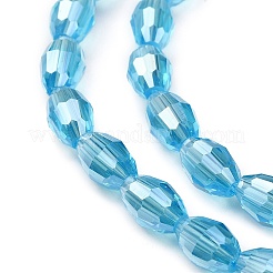 電気メッキガラスビーズセット  多面カットオーバル  空色  7.5x6mm  穴：1mm  約70個/連  20.67インチ（52.5cm）&nbsp;LS-GC6X9MMC20Y-AB