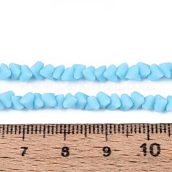 曇った不透明なガラスビーズの連売り  三角形  多面カット  ライトスカイブルー  3~3.5x4~4.5x4~4.5mm  穴：0.8mm  約121~131個/連  14.37~15.35インチ（36.5~39cm）&nbsp;GLAA-N017-4mm-18