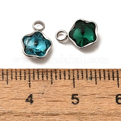 304ステンレスペンダント  ラインストーン付き  ステンレス鋼色  スター  ミックスカラー  10x7.5x4mm  穴：1.8mm&nbsp;STAS-Q346-02P