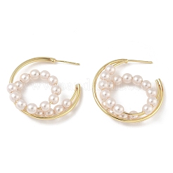 Brass with Plastic Pearls Stud Earrings&nbsp;KK-CBAD851-24G