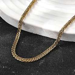 3mm 304 ステンレススチール製ウィートチェーンネックレス 男性用  ゴールドカラー  17.72インチ（45cm）&nbsp;LS-STAS-V011-03D-G