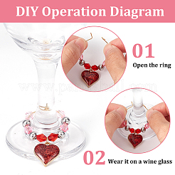 Valentine's Day Theme Alloy Enamel & 304 Stainless Steel & Plastic Wine Glass Charms&nbsp;AJEW-AB00080