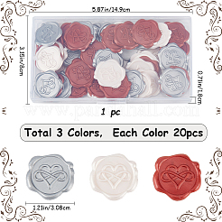 60Pcs 3 Colors Heart Adhesive Wax Seal Stickers&nbsp;DIY-CP0010-21