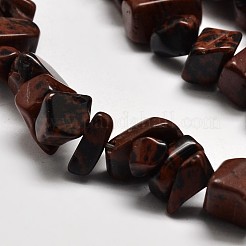 さざれ石の天然のマホガニーオブシディアンビーズ連売り  5~8x5~8mm  穴：1mm  80~81cm&nbsp;LS-G-N0134-25