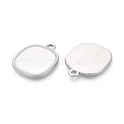 304ステンレススチールペンダントカボションセッティング  正方形  ステンレス鋼色  30x25.5x2mm  穴：2.5mm  トレイ：22x22mm&nbsp;STAS-N108-70P