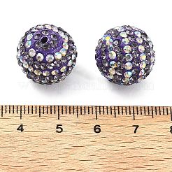 ストライプ柄ポリマークレイラインストーンビーズ  ラウンド  ディスコボールビーズ  クリスタルAB  16x15.5mm  穴：1.5mm&nbsp;CLAY-NH0001-01K
