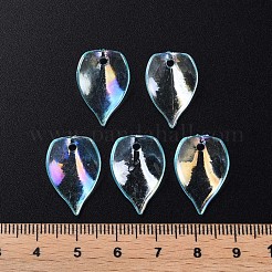 透明なアクリルビーズ  ABカラー  花びら  ダークターコイズ  21x14x1mm  穴：2mm  約2300個/500g&nbsp;MACR-S373-103-C03