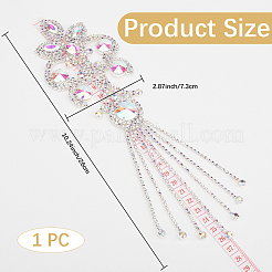 溶接された水真鍮と鉄のアップリケ  ラインストーン付き  クリスタルAB  260x73x8mm&nbsp;DIY-WH20048-025B