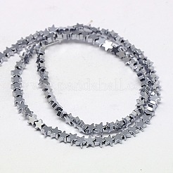 電気メッキ磁気無し合成ヘマタイトビーズ連売り  スター  グレードAAAA  プラチナメッキ  4x4x2mm  穴：1mm  約117個/連  15.2インチ&nbsp;G-J173-4x4mm-02