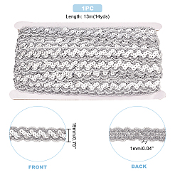Sparkle Wave Pattern Metallic Polyester Lace Ribbon&nbsp;OCOR-WH0047-73A-01
