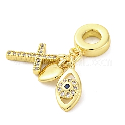 Brass Micro Pave Cubic Zirconia European Dangle Charms&nbsp;KK-D325-15G