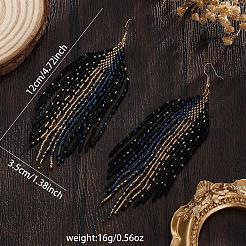 Bohemian Handmade Glass Seed Beads Tassel Dangle Earrings&nbsp;ZR0376