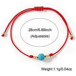 Synthetic Turquoise Round Bead Braided Bracelets&nbsp;EC3666