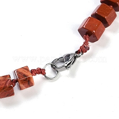Natural Red Jasper Hexagon Prism Graduated Beaded Necklaces for Women Men&nbsp;NJEW-K388-03M