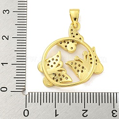 Brass Micro Pave Clear Cubic Zirconia Pendants&nbsp;KK-R159-10G