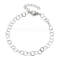 304ステンレススチールローロチェーンブレスレット女性用  ステンレス鋼色  6-1/2インチ（16.4cm）&nbsp;BJEW-U043-02P