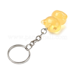 5Pcs Luminous Transparent Resin Cat Shape Pendant Keychains&nbsp;KEYC-JKC01431
