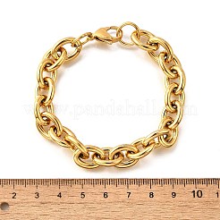 女性用304ステンレススチールアズキチェーンブレスレット  ゴールドカラー  8-1/8インチ（20.5cm）&nbsp;LS-BJEW-Q050-01C-G
