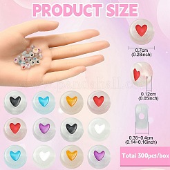 蓄光アクリルビーズ  暗闇で光る  フラットラウンド  ミックスカラー  7x3.5~4mm  穴：1.2~1.8mm  300個/箱&nbsp;MACR-YW0002-97
