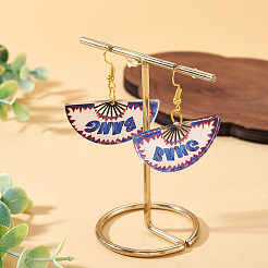 1 Pairs Acrylic Fan Dangle Earrings&nbsp;EJEW-TA0001-74