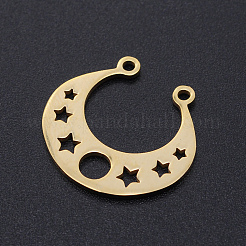 201ステンレススチールレーザーカットペンダント  ゴールドカラー  19x20x1mm  穴：1.5mm&nbsp;STAS-S105-T914-2