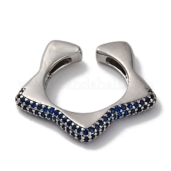 Rack Plating Star Brass Cubic Zirconia Open Cuff Rings for Women&nbsp;RJEW-S242-02P-A