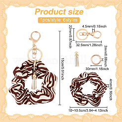 6Pcs Cloth Elastic Scrunchie/Scrunchy Hair Ties Keychain&nbsp;KEYC-FG0001-12