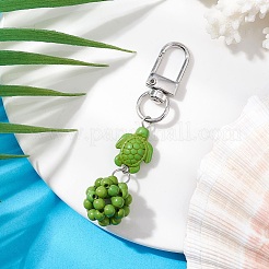 Synthetic Turquoise Beaded Round & Sea Turtle Pendant Decorations&nbsp;HJEW-JM03101