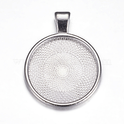 Flat Round Alloy Pendant Cabochon Settings&nbsp;PALLOY-A15654-N