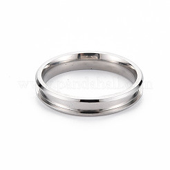 304 Stainless Steel Grooved Finger Ring Settings&nbsp;STAS-WH0039-01C-P