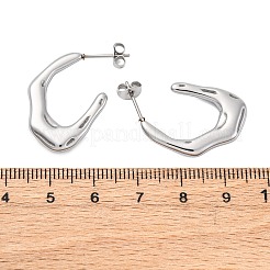 304ステンレススチールスタッドピアス  U字型  ステンレス鋼色  25.5x18.5x3.5mm&nbsp;EJEW-B108-18P